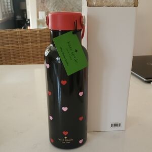 Kate Spade Black Water Bottle with Heart Design